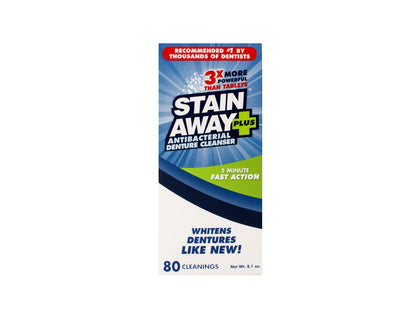 Stain Away Plus Denture Cleanser – 5 Minute Fast Action, Pack of 2