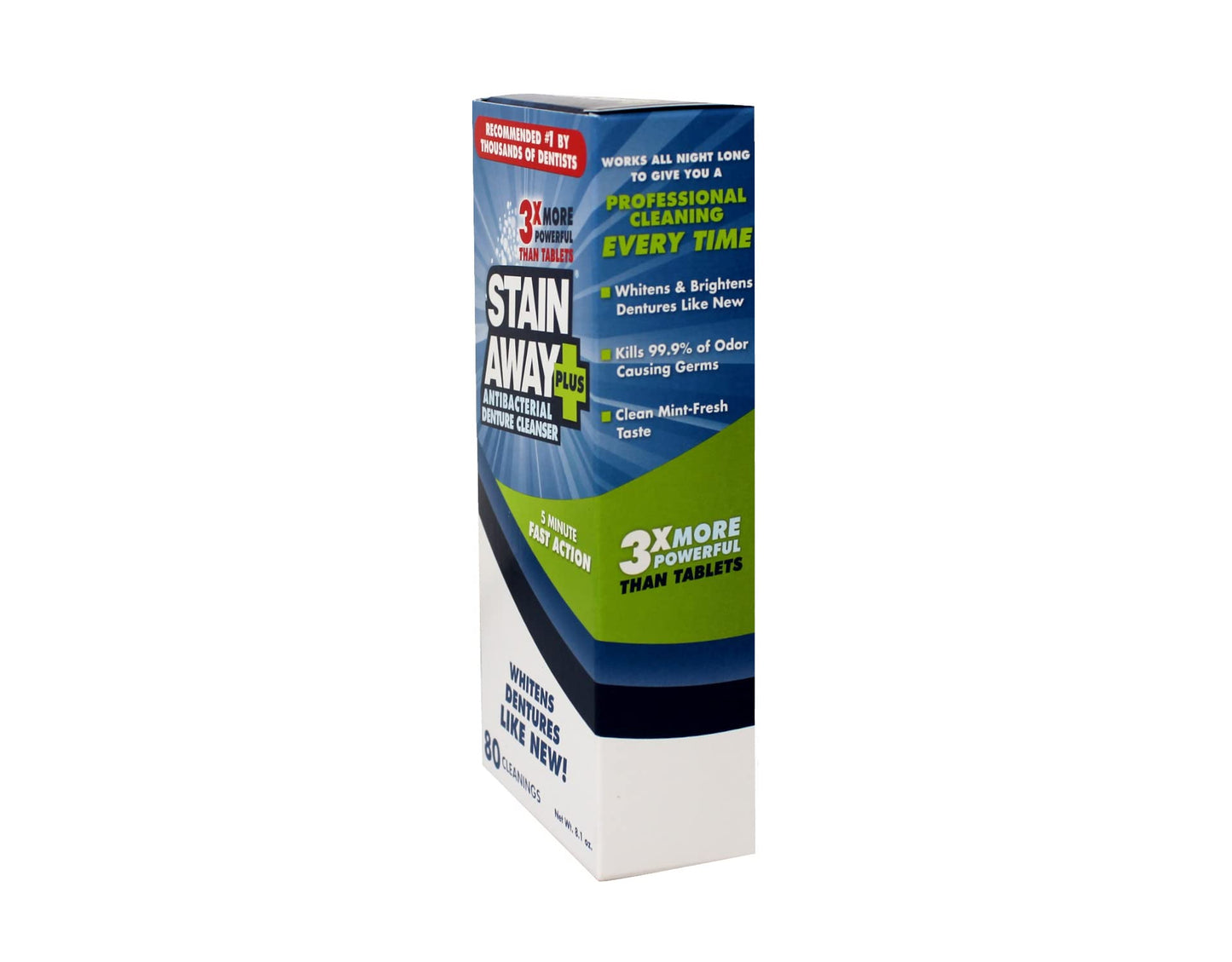Stain Away Plus Denture Cleanser – 5 Minute Fast Action, Pack of 2
