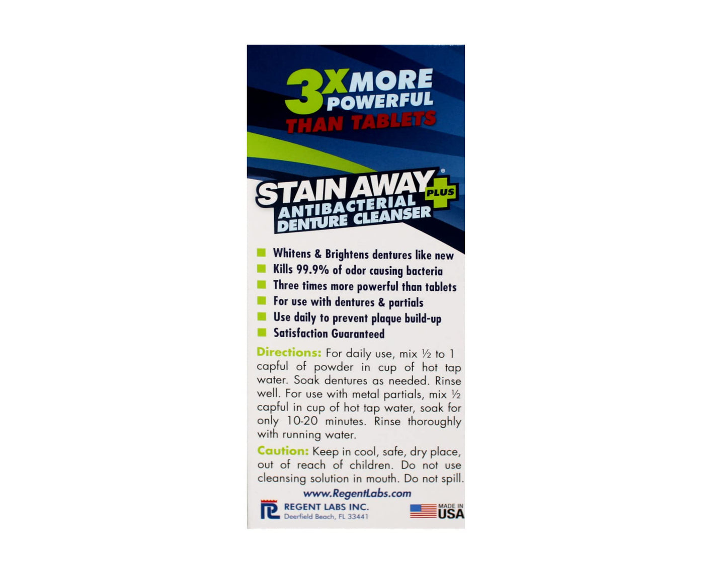 Stain Away Plus Denture Cleanser – 80 Cleanings, 8.1 oz, 5-Minute Fast Action (6-Pack)