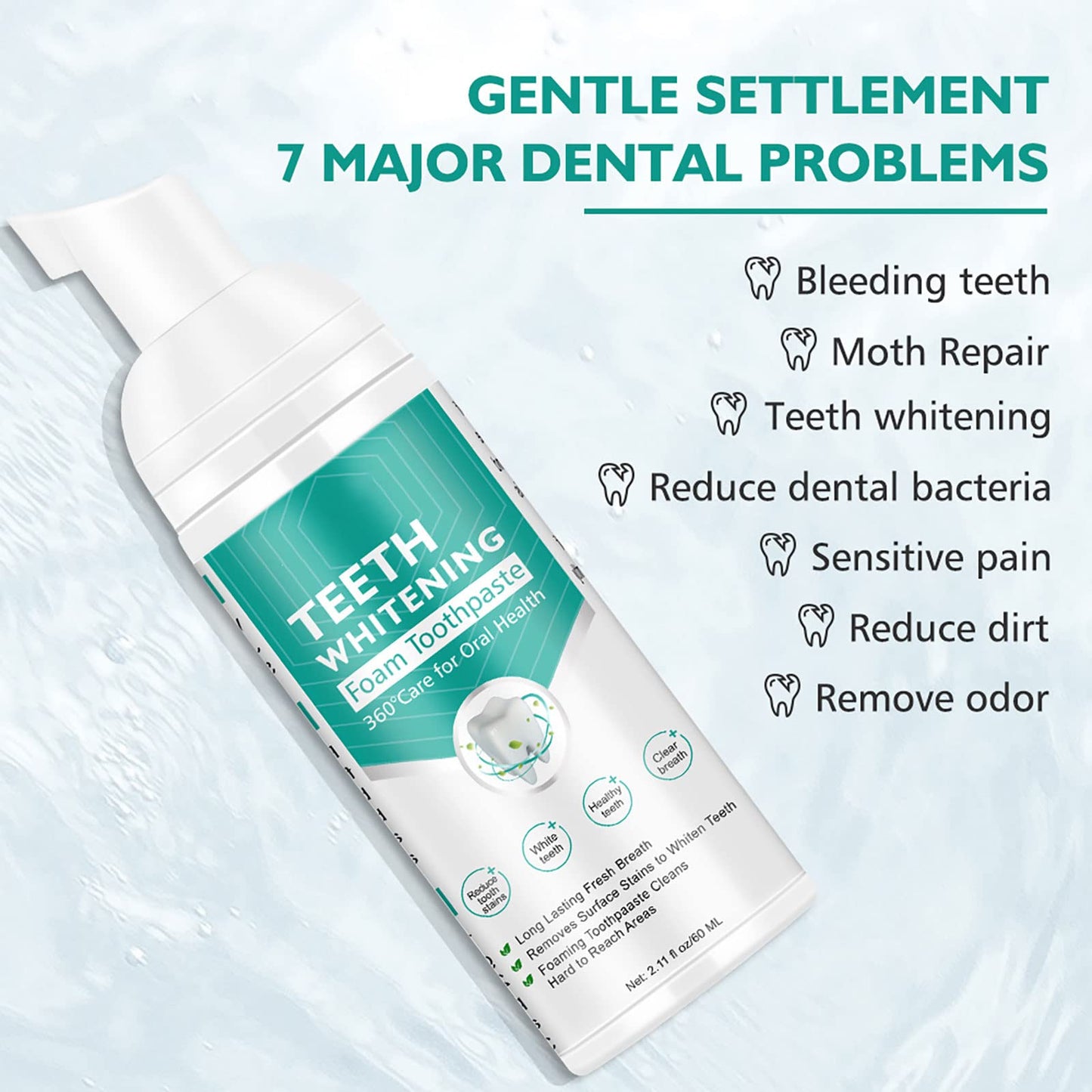 Teeth Whitening Toothpaste 2-Pack – Foam Whitening for Deep Cleaning & Stain Removal
