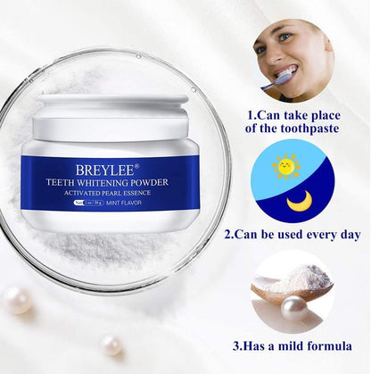 BREYLEE Teeth Whitening Powder – Pearl Essence Brightening Powder (1.05 oz) – Natural Teeth Whitener, Removes Coffee, Wine & Smoke Stains