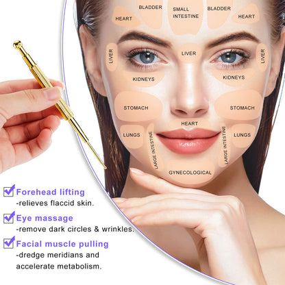 2 Pieces Facial Reflexology Massage Tool – Retractable Acupuncture Pen & Stainless Steel Probes