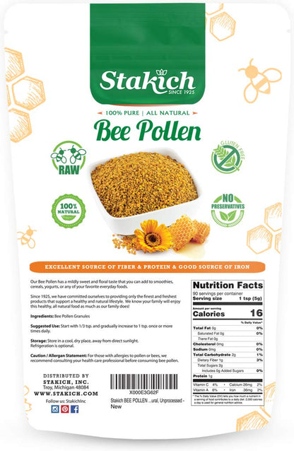 Stakich Bee Pollen Granules 1 Pound – Pure Pollen for Everyday Energy