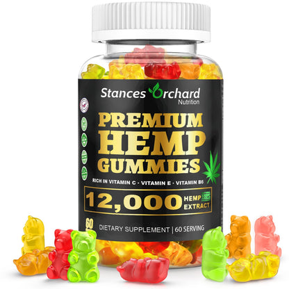 STANCES ORCHARD Hemp Gummies - Advanced Extra Strength, 60 Count, Vegan & Organic