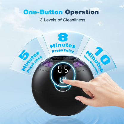 Ultrasonic Retainer Cleaner Machine - 45kHz, 200ml Pod, 3 Modes, Black