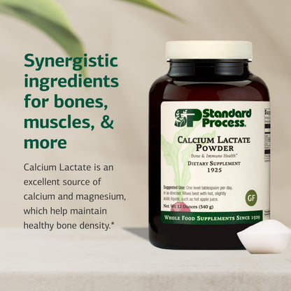 Standard Process Calcium Lactate Powder – Bone Health & Immune Support, Non-Dairy, Gluten-Free, 12 oz