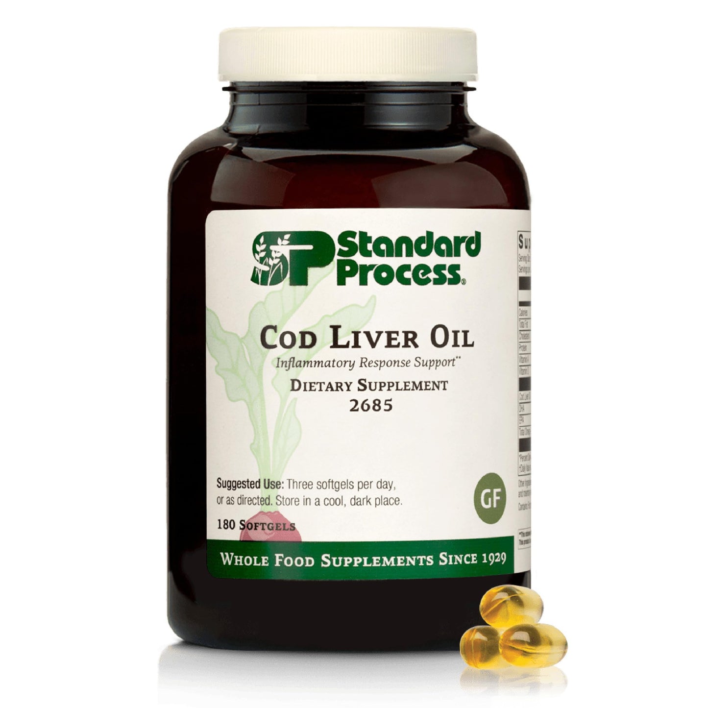 Standard Process Cod Liver Oil – Omega-3, Vitamins A & D for Skin, Eyes & Bone Health