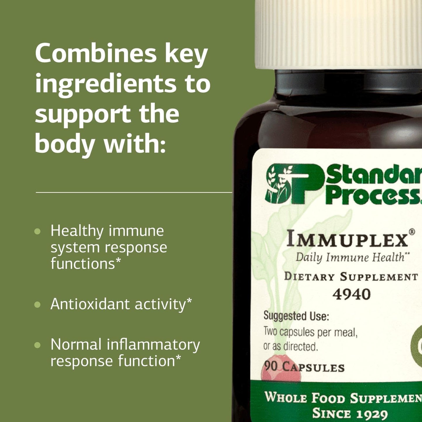 Immuplex by Standard Process Inc. – Daily Immune Support with Folate, Iron, Vitamin C & A (90 Capsules)