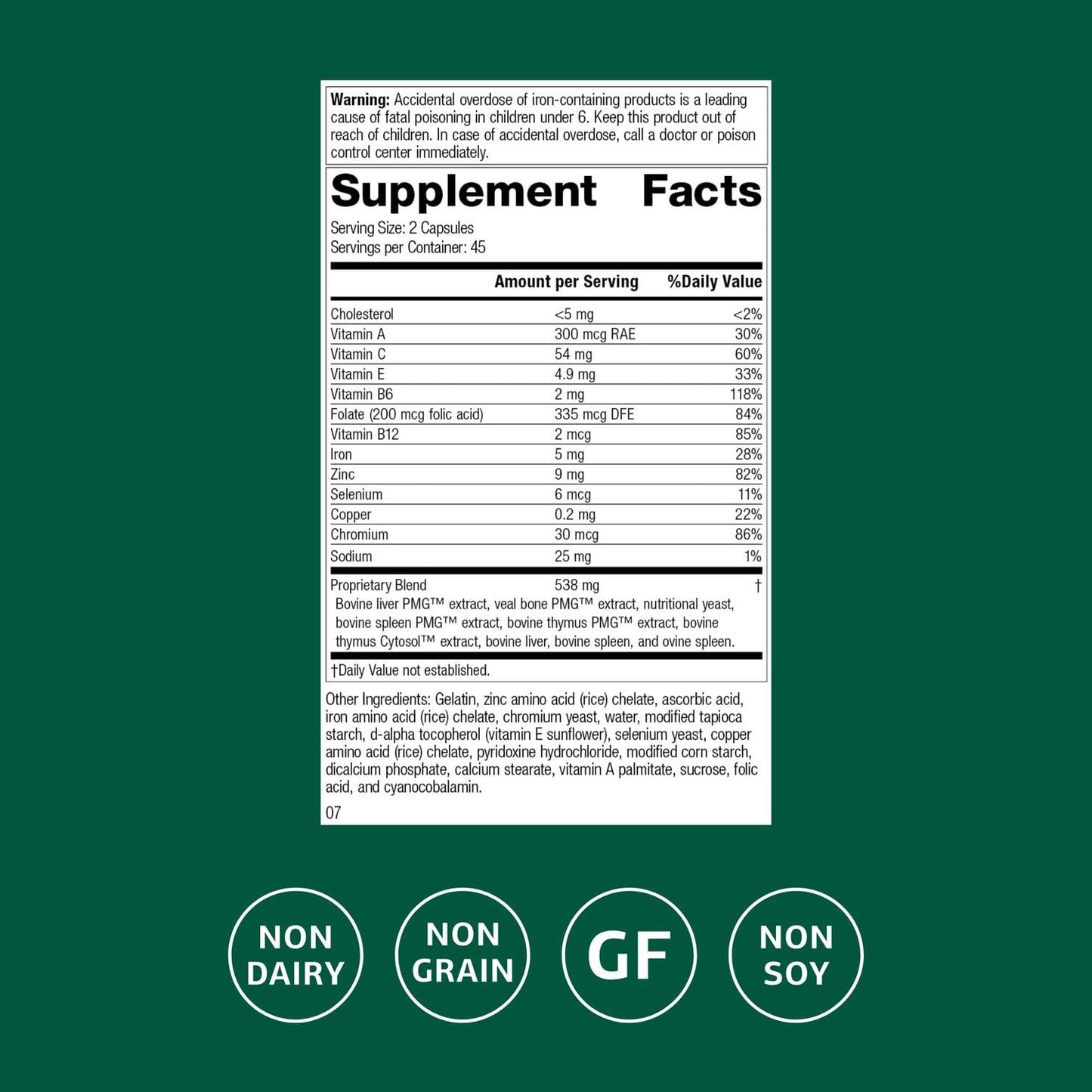 Immuplex by Standard Process Inc. – Daily Immune Support with Folate, Iron, Vitamin C & A (90 Capsules)