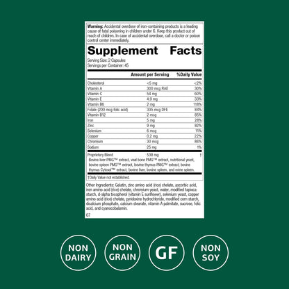 Immuplex by Standard Process Inc. – Daily Immune Support with Folate, Iron, Vitamin C & A (90 Capsules)