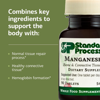 Standard Process Manganese B12 – Supports Bone & Connective Tissue Health, Hemoglobin Formation – Gluten-Free, Non-Dairy & Non-Soy | 90 Tablets