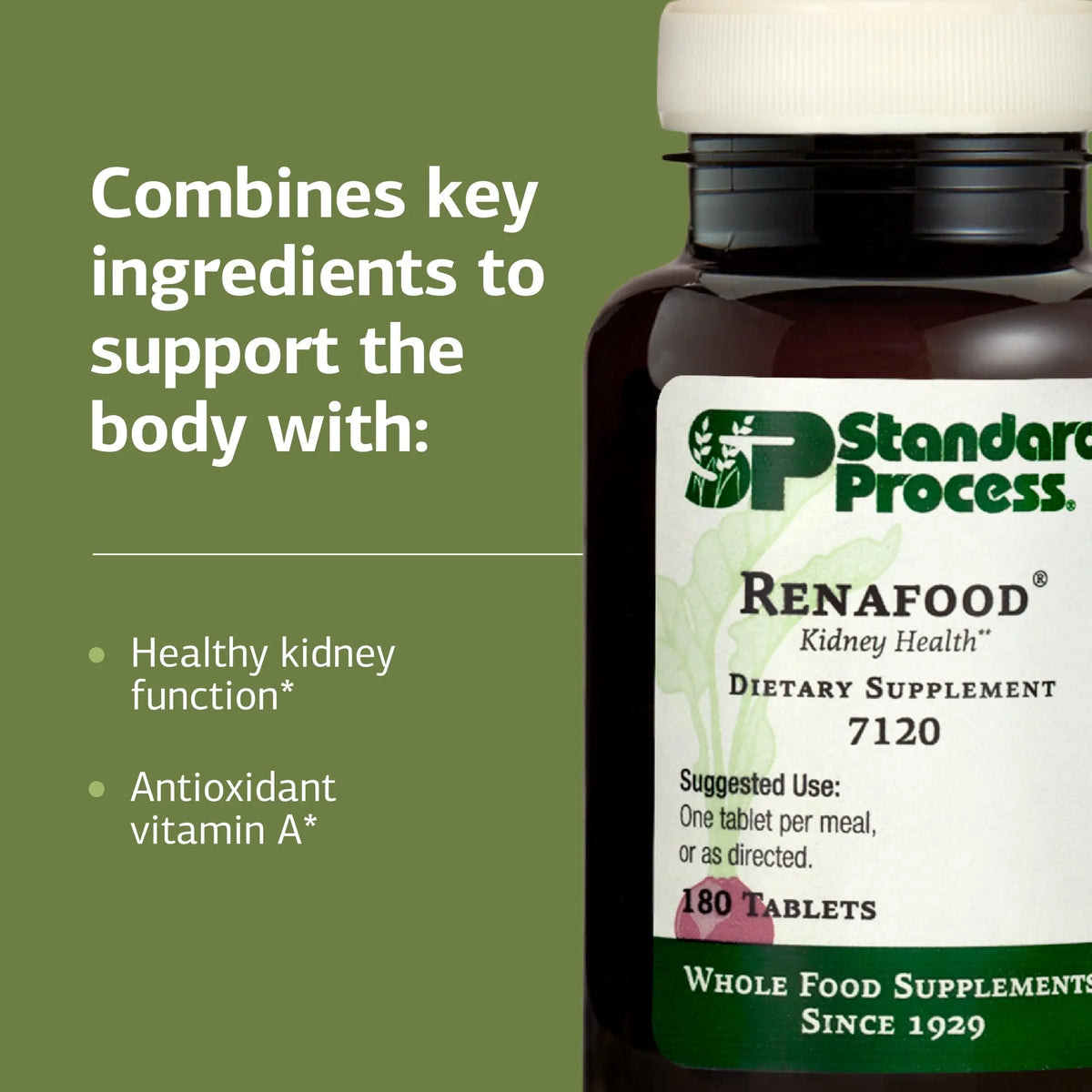 Standard Process Renafood - Kidney Support with Vitamin A, Non-Soy, 180 Tablets BritishVita | Premium UK Vitamins & Wellness Supplements