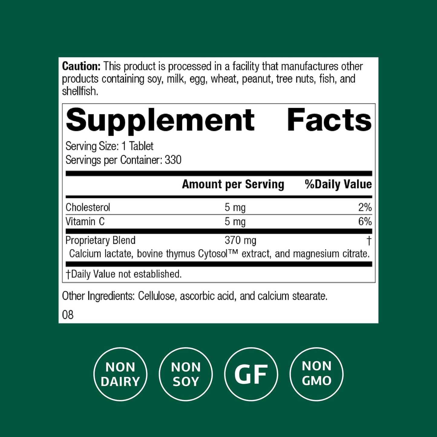 Standard Process Thymex Cytosol Extract – Immune Support, Gluten-Free (330 Tablets)