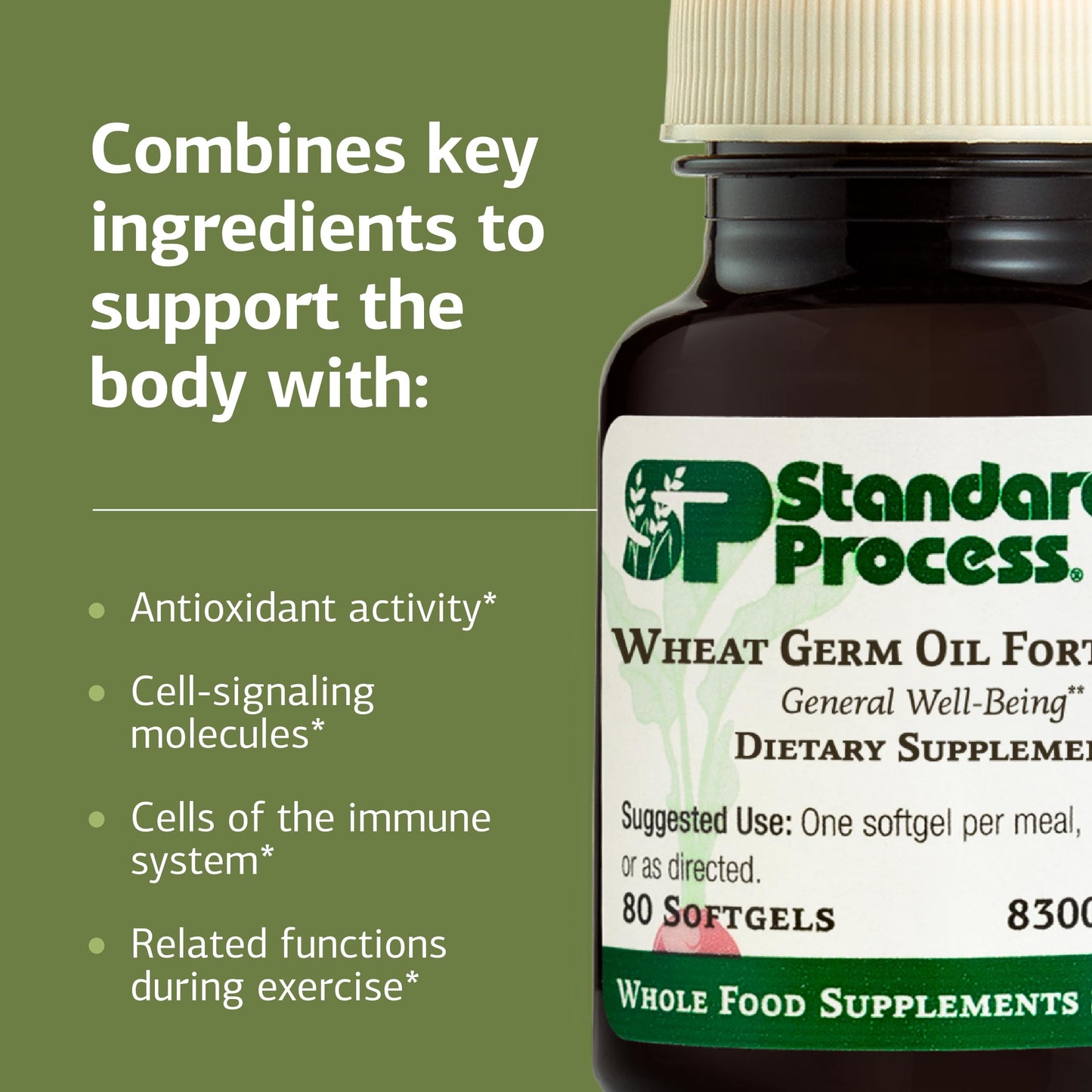 Standard Process Wheat Germ Oil Fortified - Immune Support & Antioxidant Vitamin E | 80 Softgels