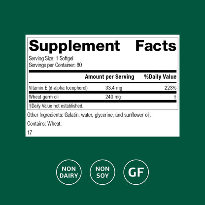 Standard Process Wheat Germ Oil Fortified - Immune Support & Antioxidant Vitamin E | 80 Softgels