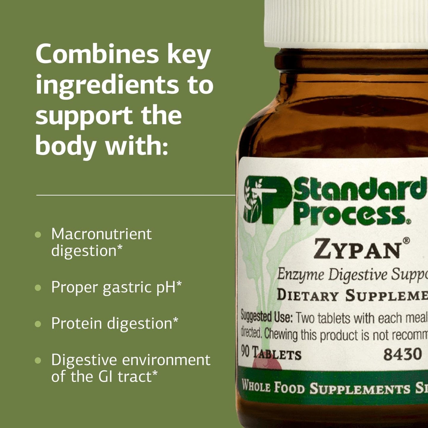 Standard Process Zypan - Digestive Health Support with Pancreatin, Pepsin & Betaine HCl | 90 Tablets