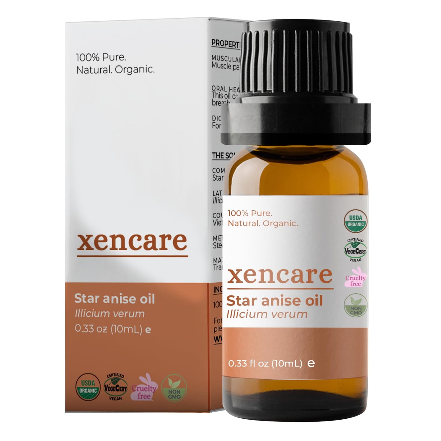 Star Anise Essential Oil – USDA Organic, Food Grade | xencare 10ml (0.33 fl oz) – 100% Pure & Undiluted
