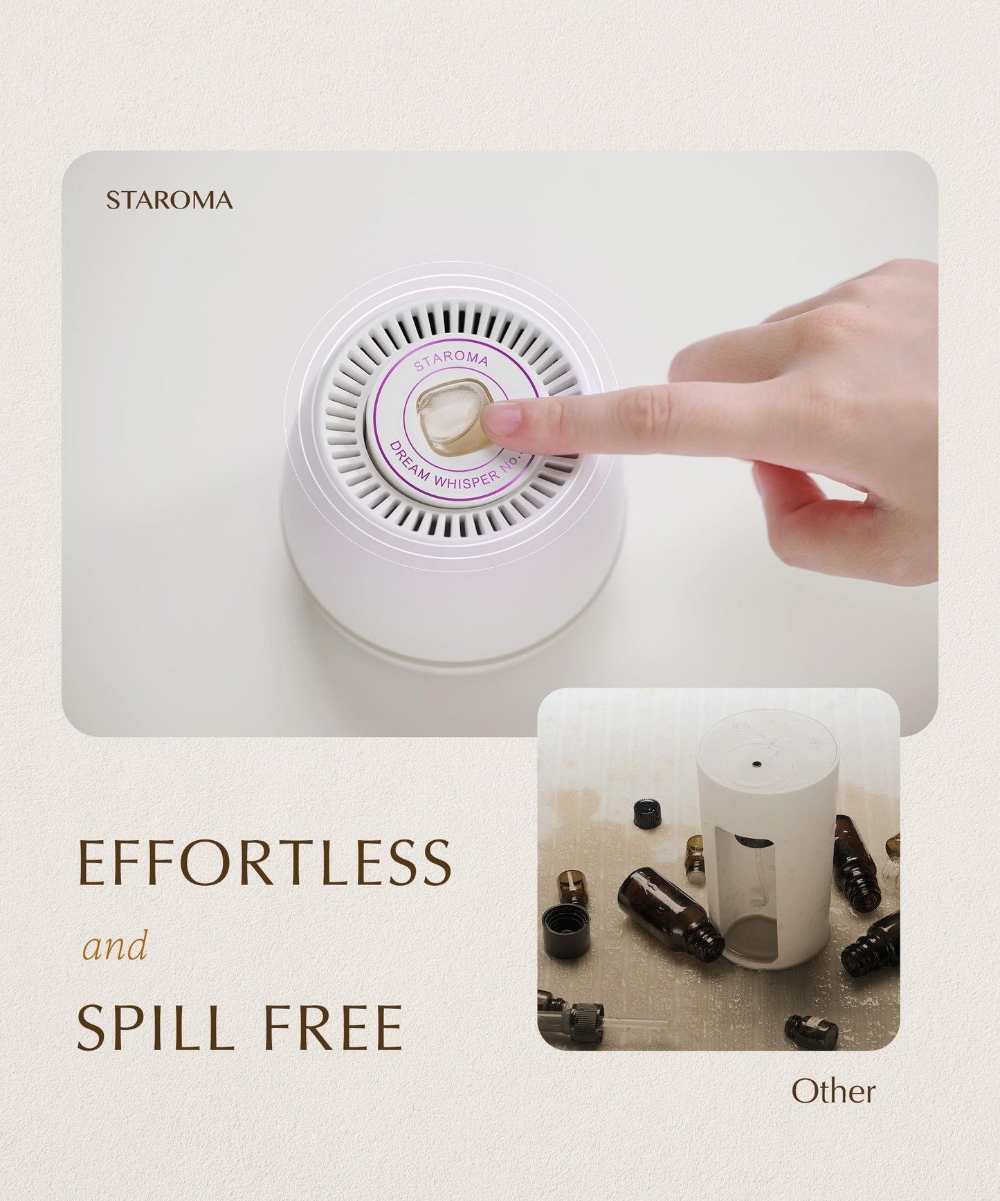 STAROMA Waterless Diffuser for Sleep – 30-Day Starter Kit | Cordless, Rechargeable Mini Aromatherapy for Small Rooms