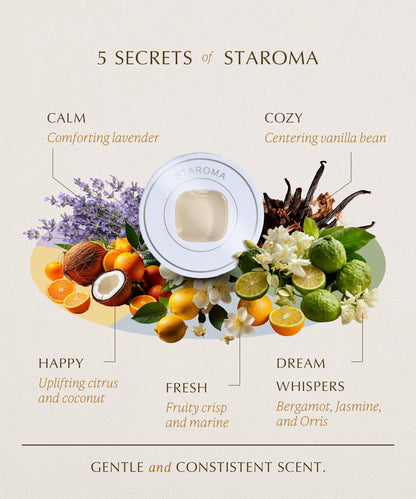 STAROMA Waterless Diffuser for Sleep – 30-Day Starter Kit | Cordless, Rechargeable Mini Aromatherapy for Small Rooms