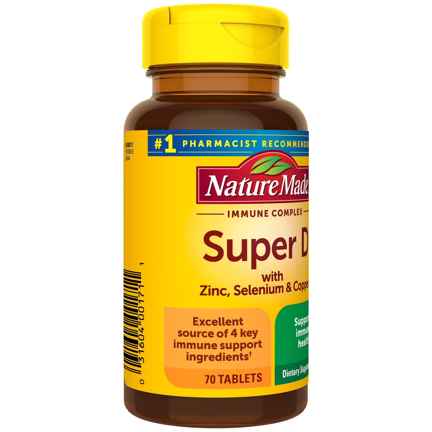 Nature Made Super D Immune Complex – Vitamin D3, Selenium, Zinc, Copper | 70 Tablets