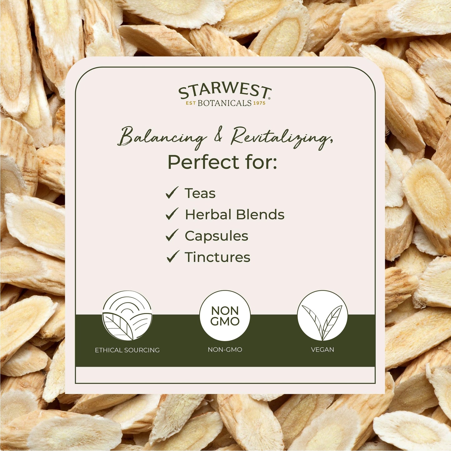 Starwest Botanicals Organic Astragalus Root Sliced – Dried Herb for Tea, Kosher & Non-GMO (4 oz Pouch)