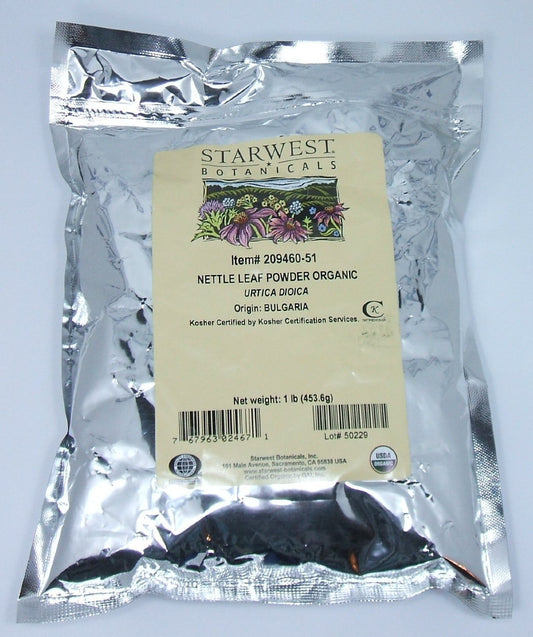 Starwest Bottanicals Organic Nettle Leaf Powder 1lb Bag BritishVita | Premium UK Vitamins & Wellness Supplements