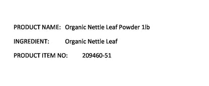 Starwest Bottanicals Organic Nettle Leaf Powder 1lb Bag