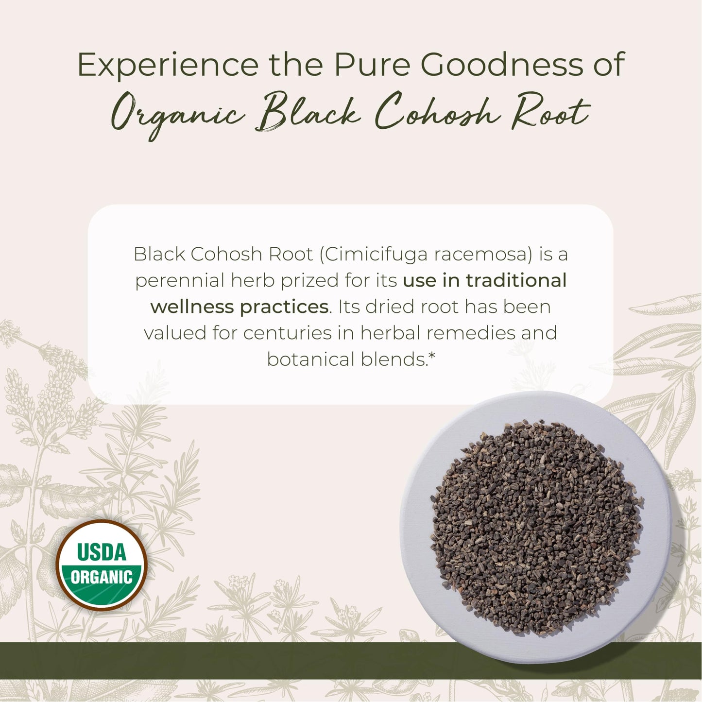 Starwest Botanicals Organic Black Cohosh Root - 4 oz | Cut & Sifted, Kosher, Non-GMO