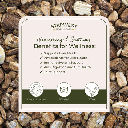 Starwest Botanicals Burdock Root Organic - 1 lb Bulk, Kosher, Non-GMO