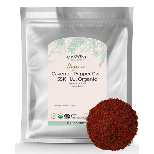 Starwest Organic Cayenne Pepper Powder 35k HU — 1 lb Bulk | Kosher, Non-GMO BritishVita | Premium UK Vitamins & Wellness Supplements