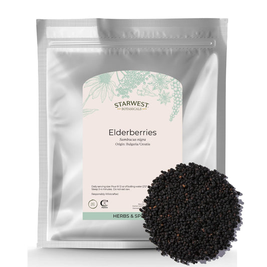 Starwest Botanicals Whole Elderberries - Dried, Kosher, Wildcrafted (1 lb Bulk) BritishVita | Premium UK Vitamins & Wellness Supplements