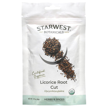 Starwest Botanicals Organic Licorice Root Cut 1.59 oz | Kosher & QAI Certified