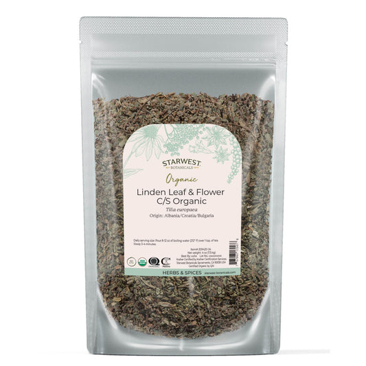 Starwest Linden Leaf & Flowers – Organic Dried Linden Tea, Kosher, Non-GMO, 4 oz BritishVita | Premium UK Vitamins & Wellness Supplements