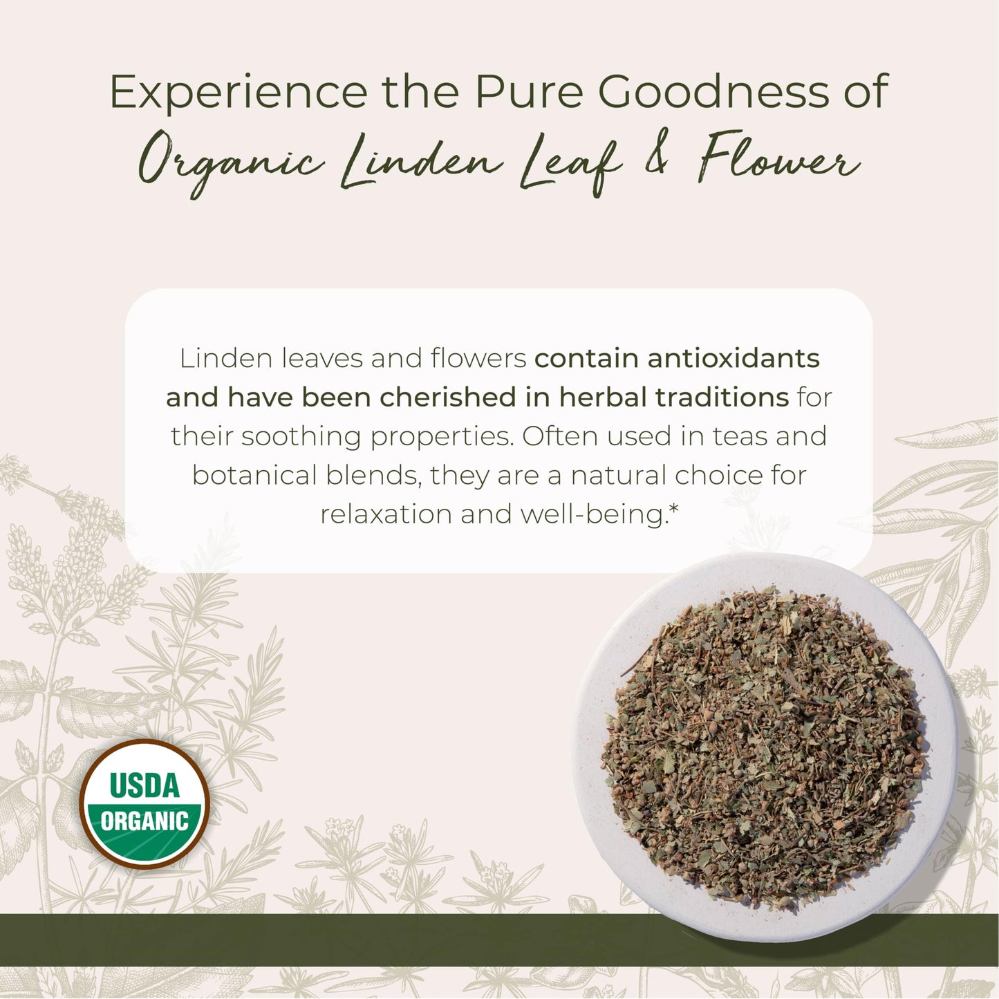 Starwest Linden Leaf & Flowers – Organic Dried Linden Tea, Kosher, Non-GMO, 4 oz