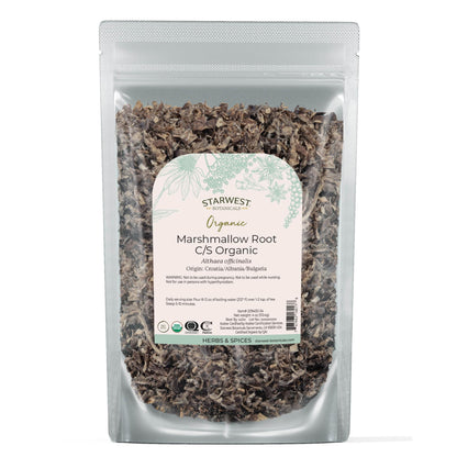 Starwest Botanicals Organic Marshmallow Root – Dried Herb for Tea, Kosher & Non-GMO – 4 oz Pouch