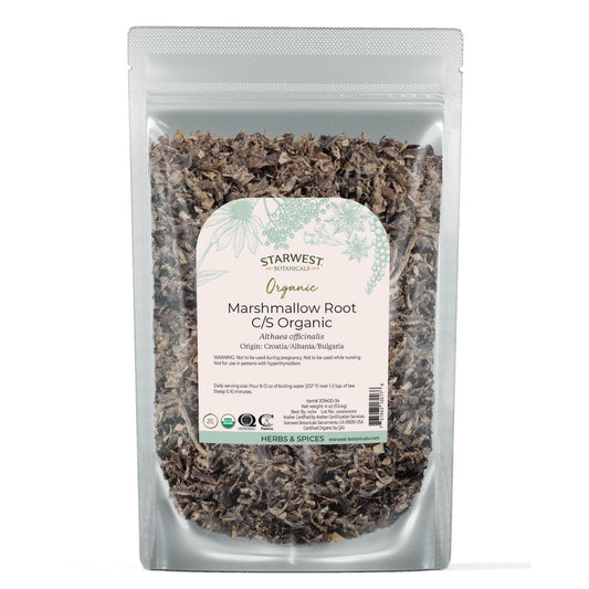 Starwest Botanicals Organic Marshmallow Root – Dried Herb for Tea, Kosher & Non-GMO – 4 oz Pouch BritishVita | Premium UK Vitamins & Wellness Supplements