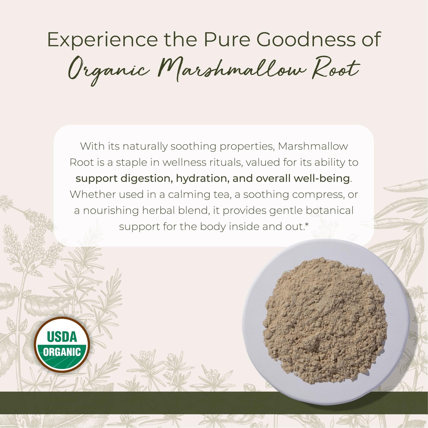 Starwest Organic Marshmallow Root Powder - 4 oz Pouch, Kosher, Non-GMO