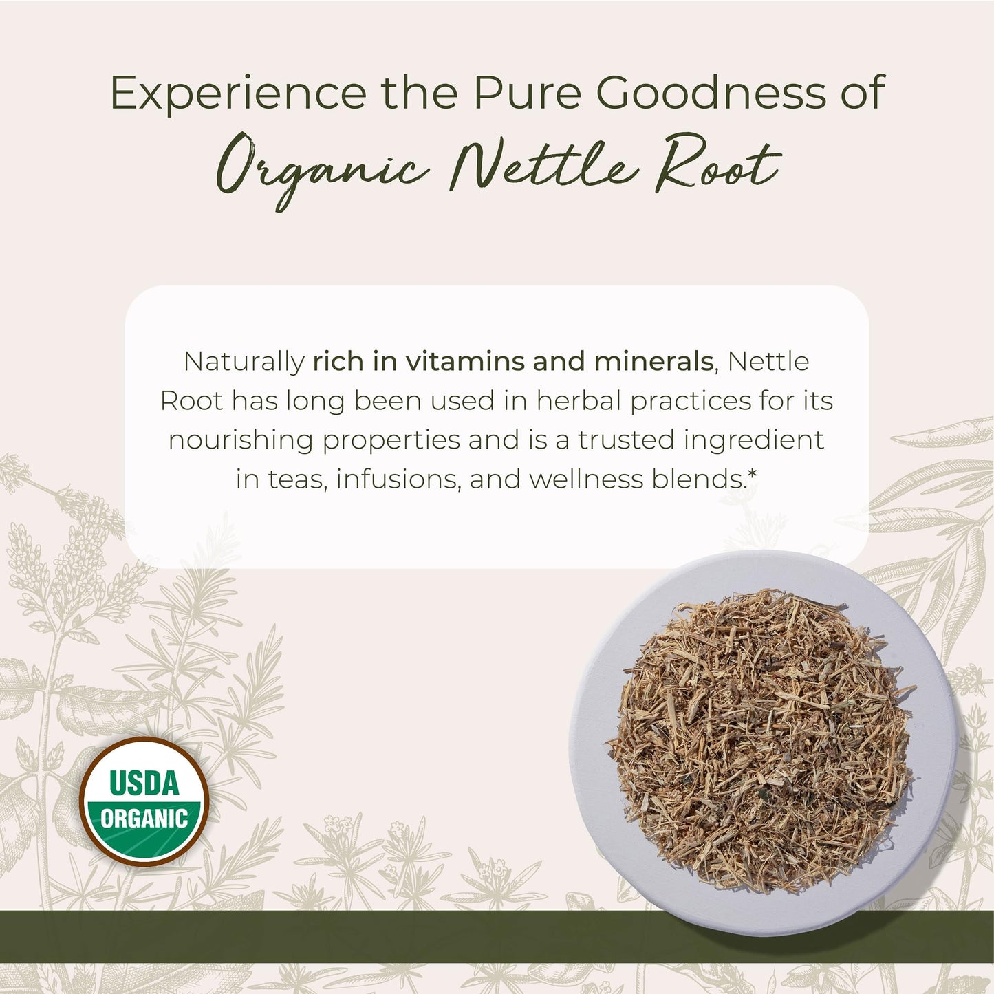 Starwest Botanicals Nettle Root Organic - Dried Stinging Nettle Root, Kosher & Non-GMO, 1 lb Bulk