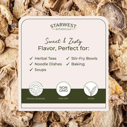 Starwest Botanicals Organic Ginger Root - 1 lb Bulk, Cut & Sifted, Kosher & Non-GMO