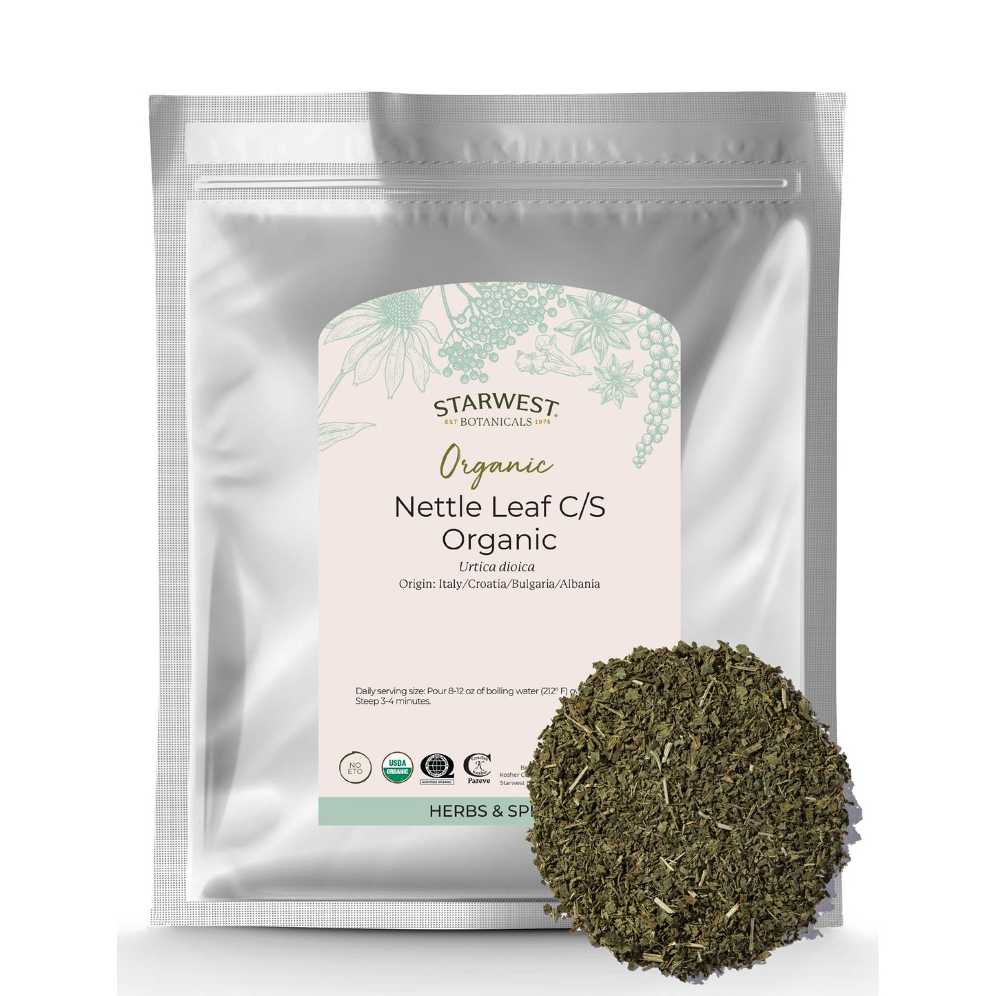 Starwest Organic Nettle Leaf – Dried Nettle Tea, Caffeine Free, 1 lb