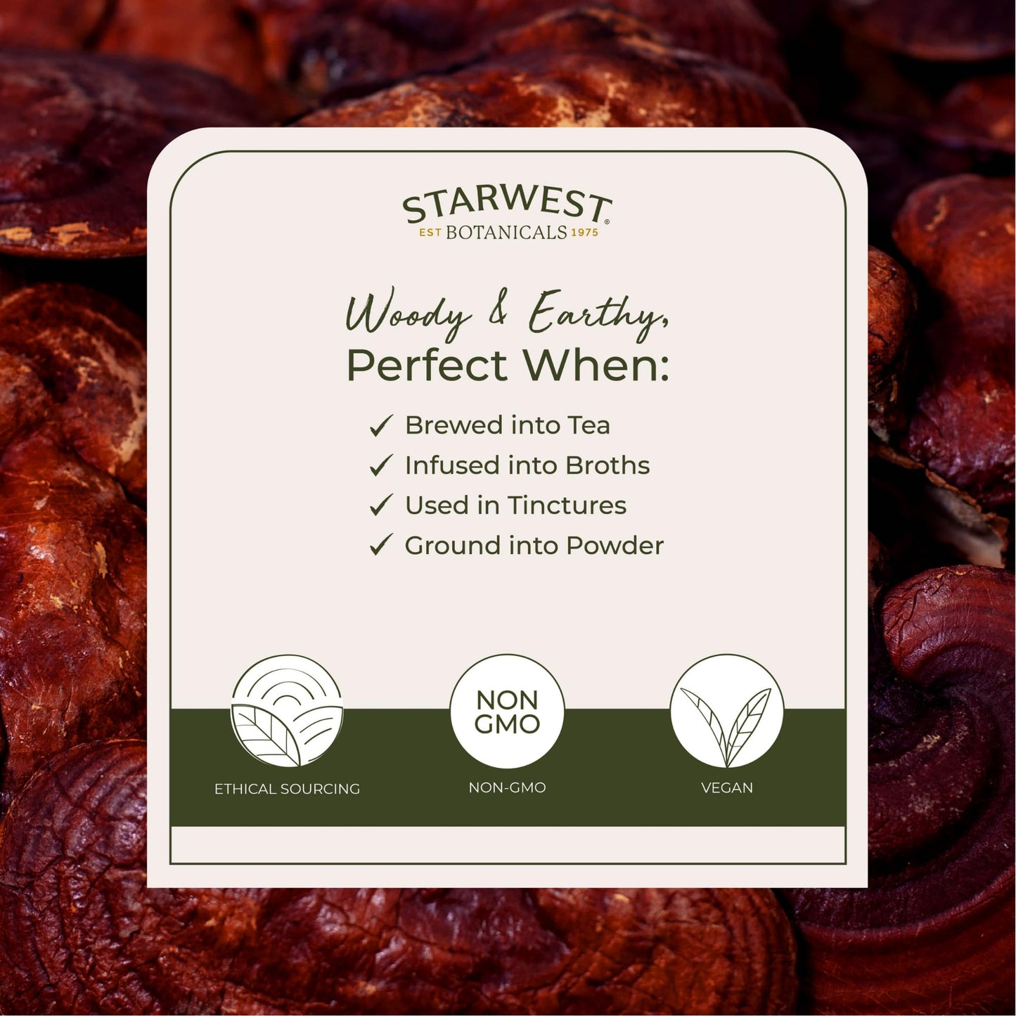 Starwest Botanicals Organic Red Reishi Mushrooms - 4 oz Pouch | Kosher, Non-GMO