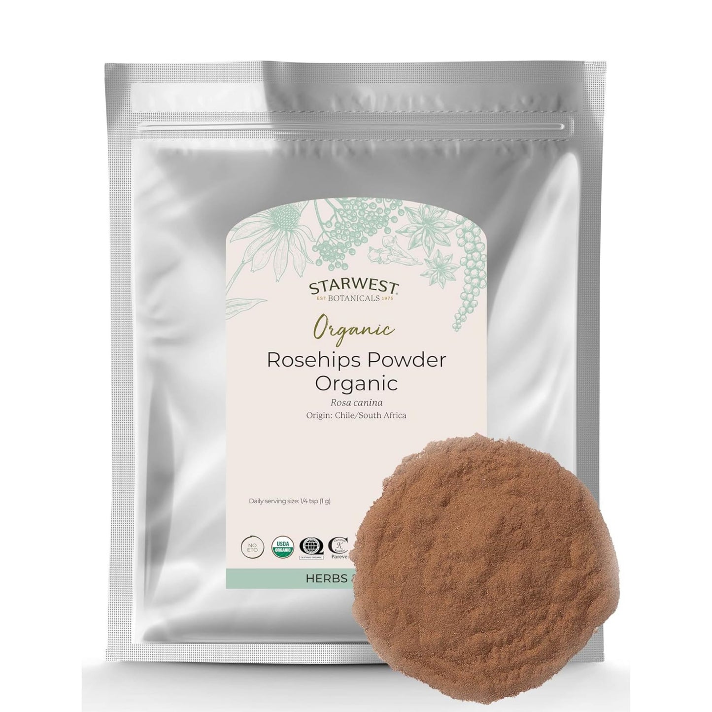 Starwest Botanicals Rosehips Powder Organic - 1 lb | Kosher, Non-GMO, Vitamin C