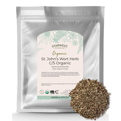 Starwest Botanicals Organic Dried St. John's Wort – Loose Leaf Herb, 1 lb