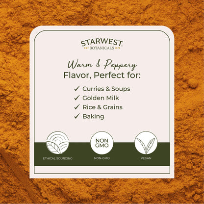 Starwest Organic Ground Turmeric Root Powder – 2 lb Bulk, Kosher, Non-GMO, Curcumin