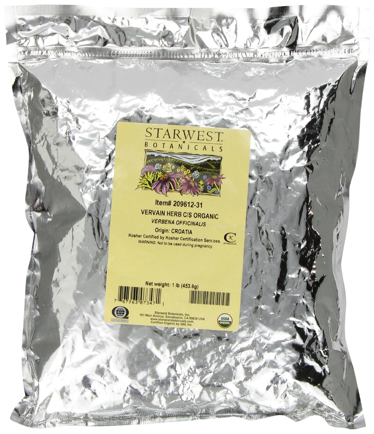 Starwest Botanicals Vervain Herb Cut/Sifted, 1 Pound