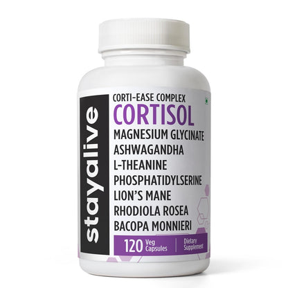 STAY ALIVE: 15-in-1 Cortisol Manager Supplement – 120 Vegan Capsules, Non-GMO & Gluten-Free