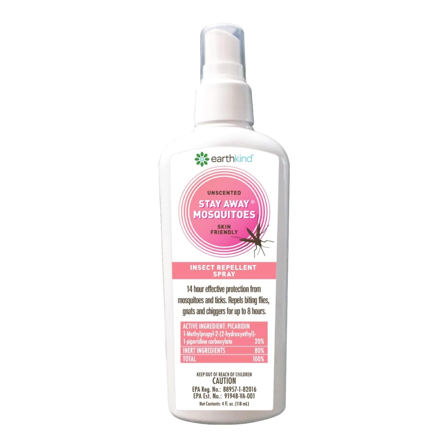 Stay Away EarthKind Mosquito Repellent – Unscented Picaridin, 14-Hour Protection, 4 oz