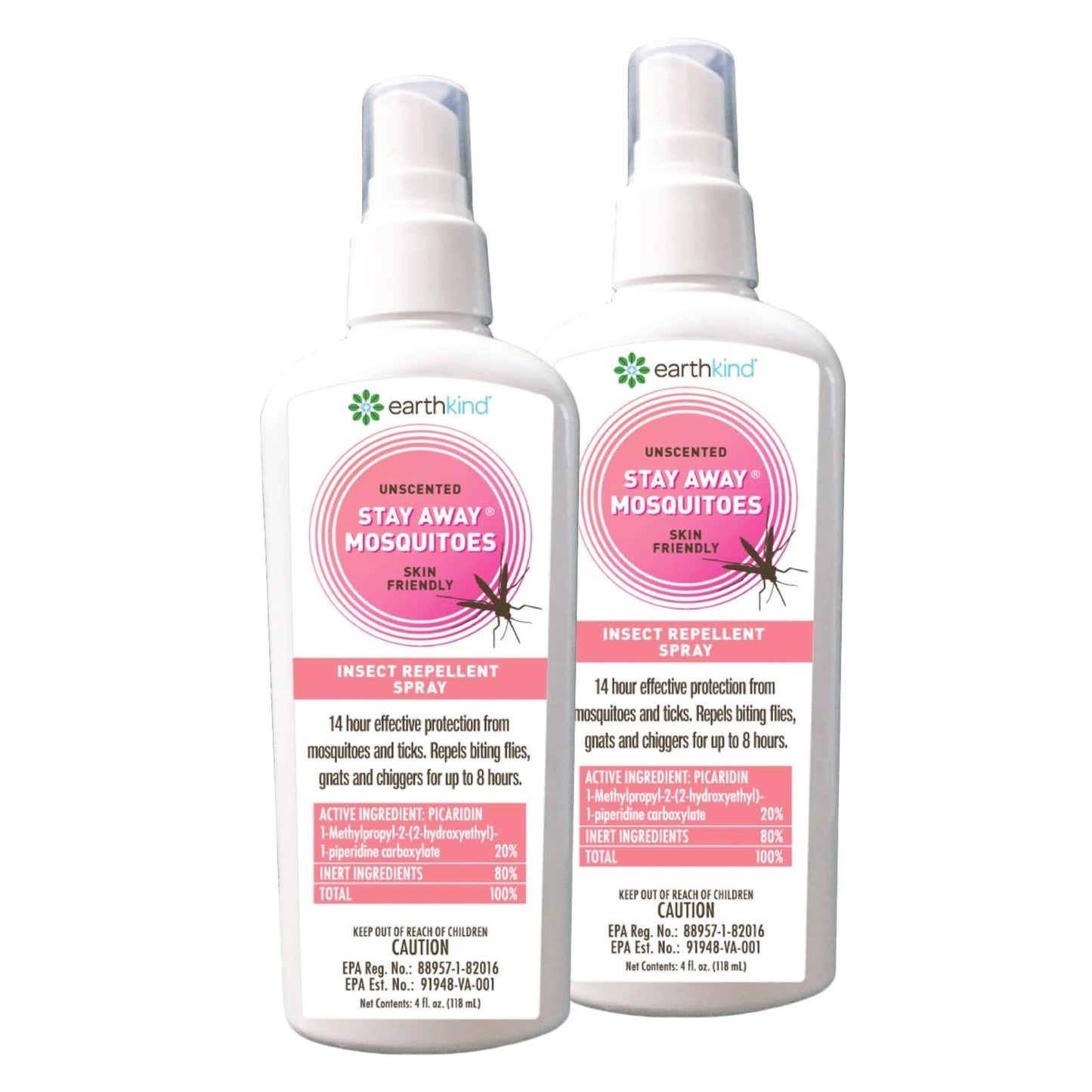 EarthKind Stay Away Mosquito Insect Repellent – Plant-Based, Unscented Picaridin (4-Oz) 2-Pack