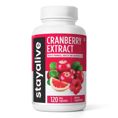 STAY ALIVE Cranberry Pills 1000mg with D-Mannose — Vegan, Non-GMO, Gluten-Free (120 Count)