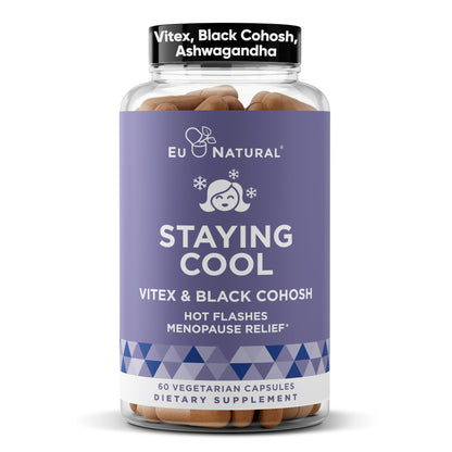 Staying Cool Menopause Supplements for Women - Hot Flash Relief, Weight Support, & Night Sweats - Vitex Chaste Tree & Black Cohosh - 60 Vegetarian Soft Capsules